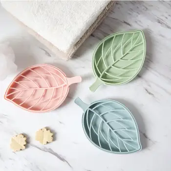 

Creative Double Layers Drain Soap Box Leaf Modeling Soap Holder Bathroom Accessories Soap Dish Storage Box