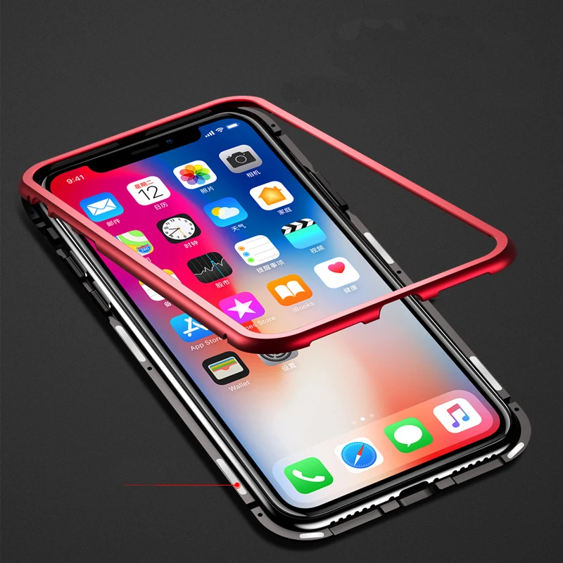 50 шт 360 ° магнитное притяжение откидной Чехол для samsung Galaxy S10 Plus S10e для iphone xs max xr 8 7 закаленное стекло задняя крышка