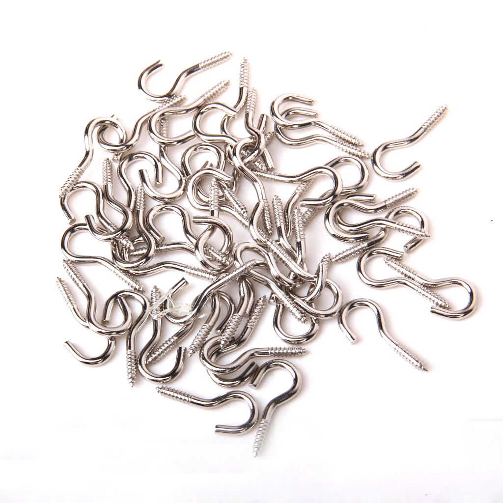 50± Metal Iron Screw Hook Eye Findings for Curtain/Net/Wire/Hanging Light