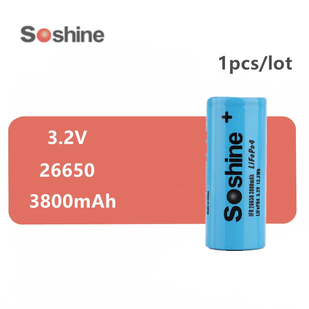 Аккумулятор soshine 26650 3800 мА · ч 3 2 В 1 шт. | Электроника