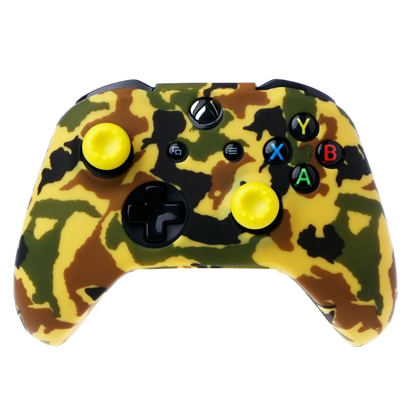 Camouflage Silicone Gamepad Cover + 2 Joystick for xbox one X S Controller 