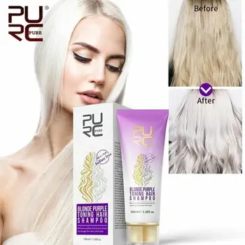 

Purc Blonde Purple Hair bleaching shampoo For Silver Ash Removes Yellow Brassy Tones Blonde Bleached Hair Shampoo 100ml