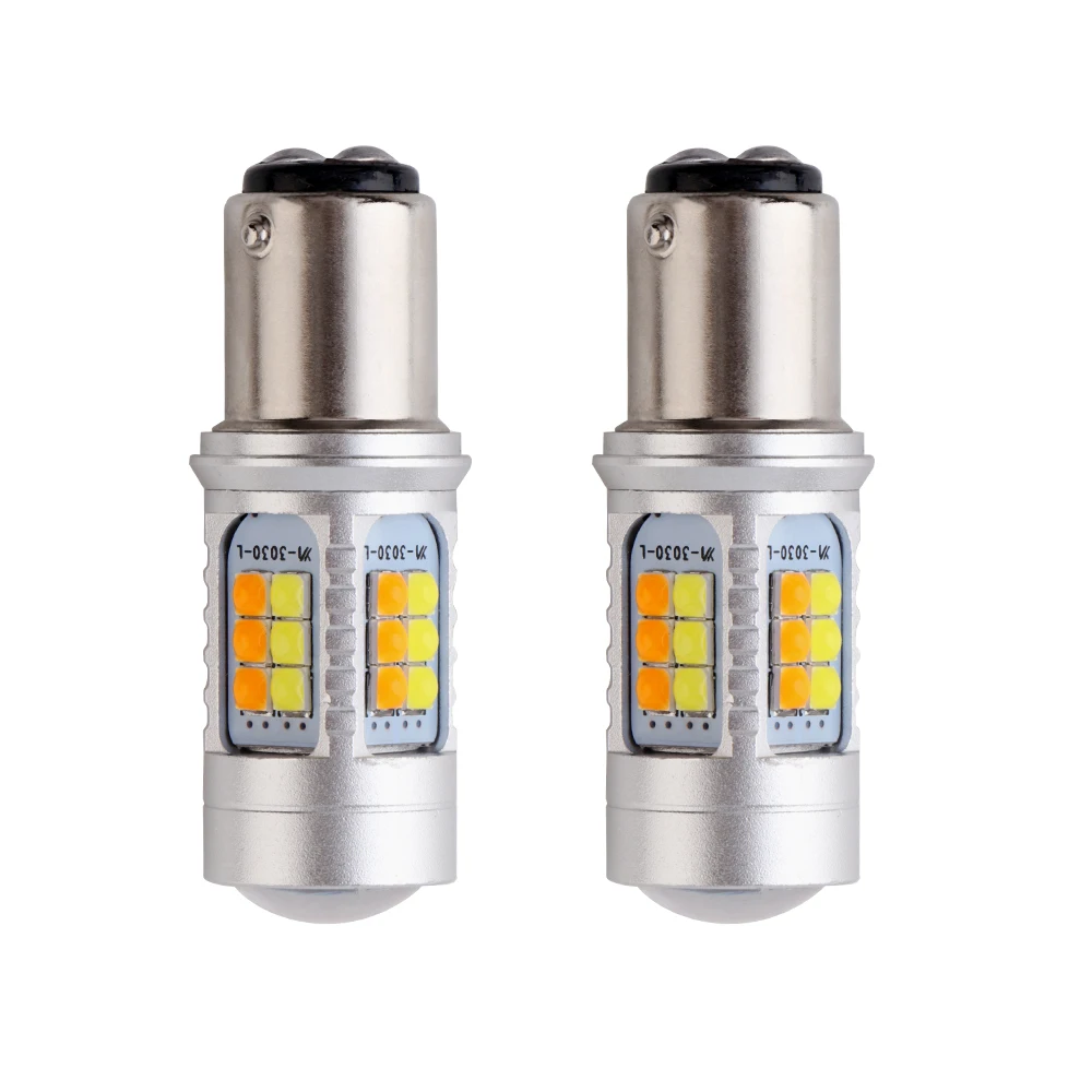 

25PCS 1157 7443 3157 3030 30SMD Dual Double colors Super Bright LED Auto Tail Brake Bulb Daytime Running Lights Reverse Light