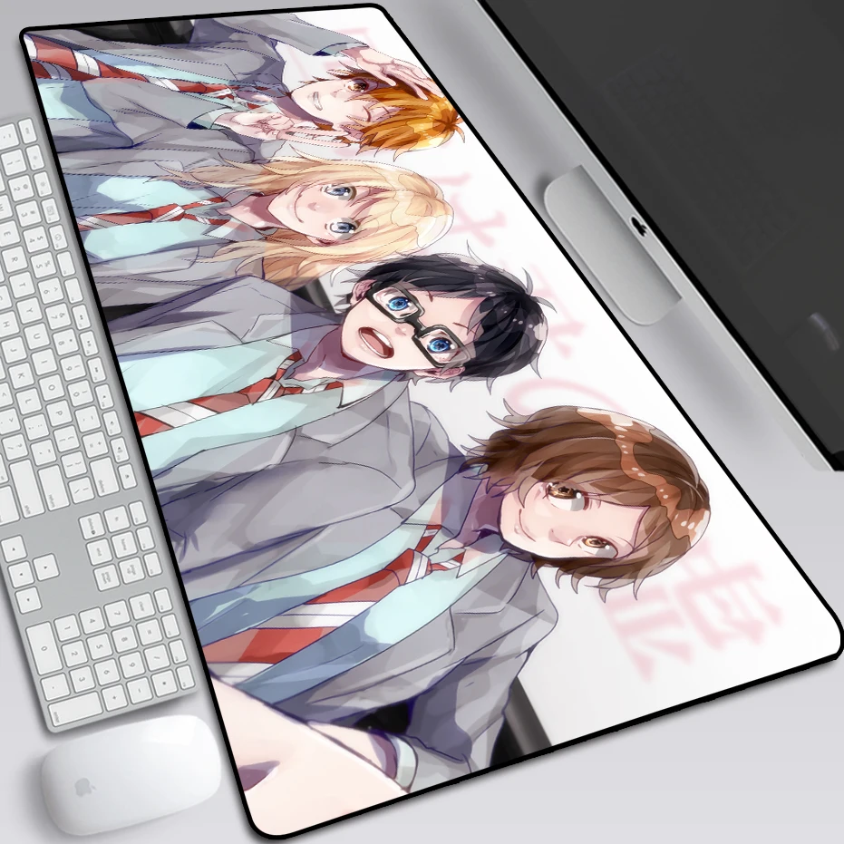 Большой коврик для мыши Your Lie в апреле с аниме принтом компьютерный геймерский