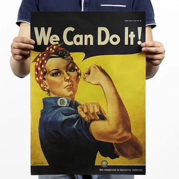 

We Can Do It Motivational Kraft Paper Paint Funny-Kraft Paper Poster Retro Poster Bar Cafe Painting Wall Pictures Home Decor