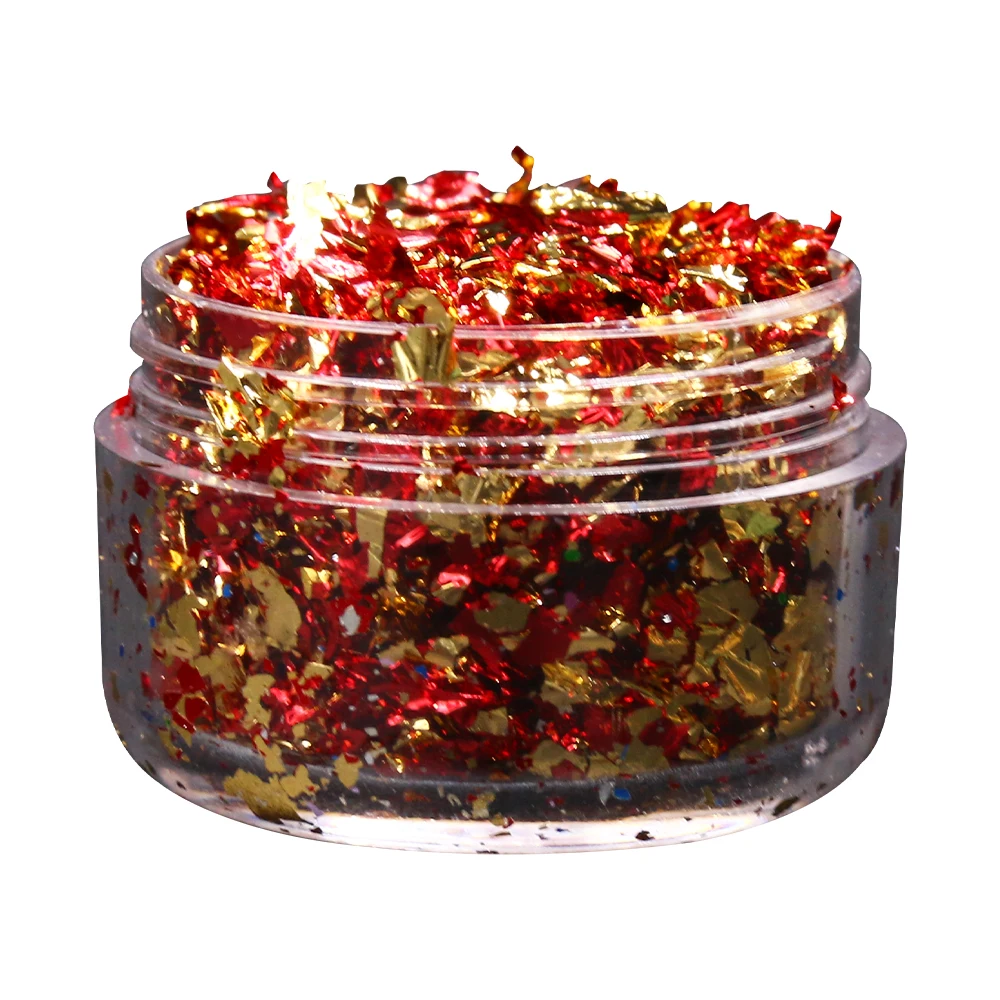 

Imitation Gold Foil Fragment Red Gold Nail Glitter for DIY Nails Sticker Art Nail Decorations Multi Color Gold Leaf Flakes