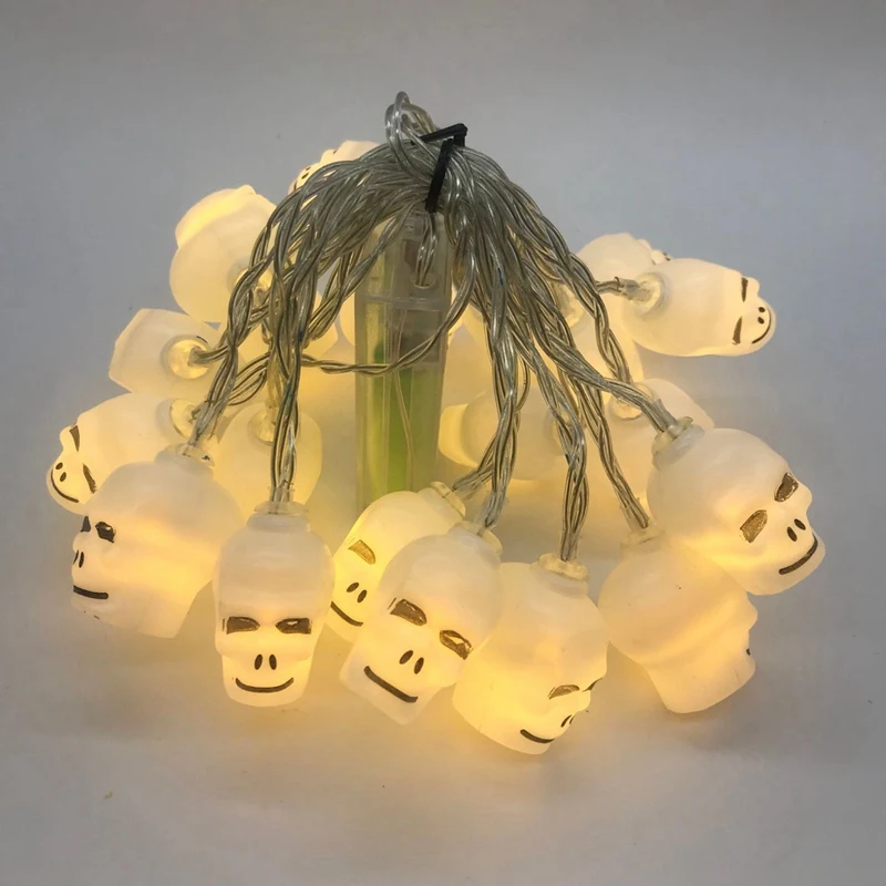 20LED Skull Ghost Halloween Decoration Battery Powered Skull String Lights for Festival Party Show Cosplay Garden Outdoor
