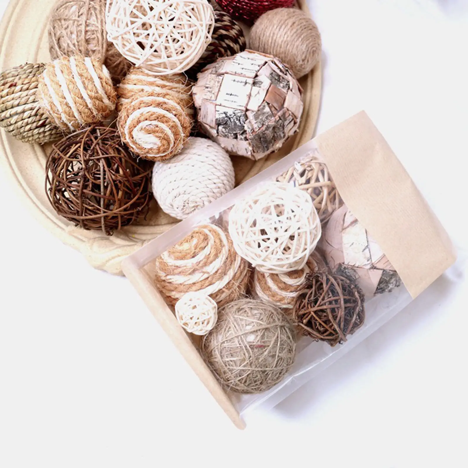 Anyasen 21 Palline Decorative In Rattan - Sfere Intrecciate Handmade Per Centrotavola E DIY