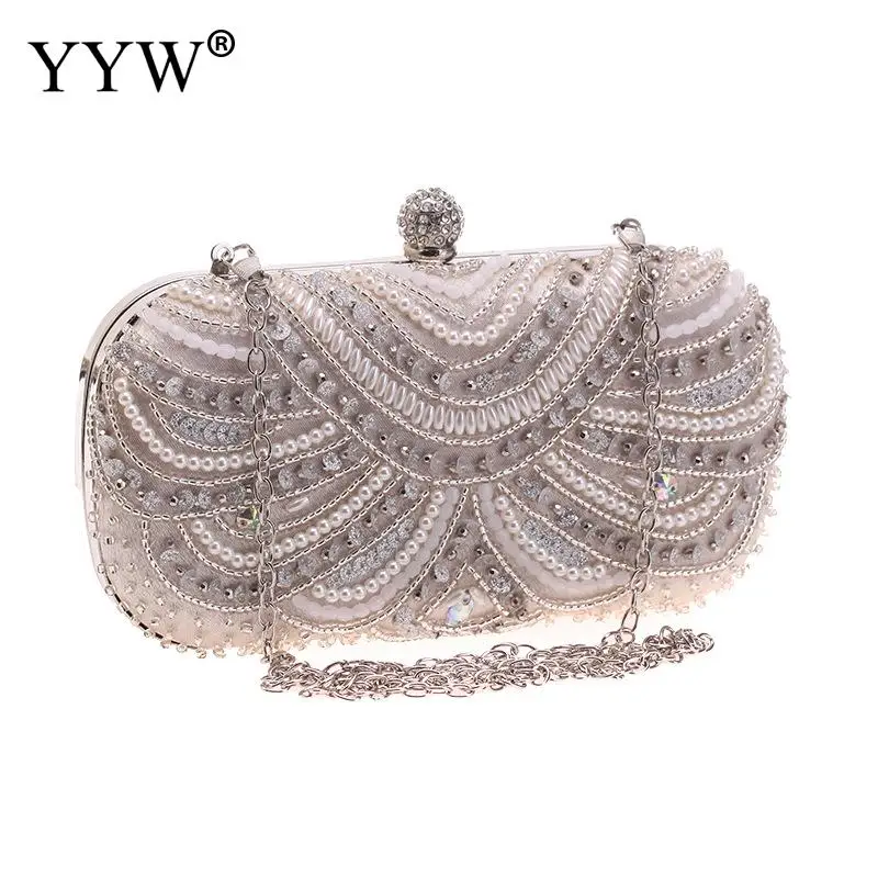 Beading Women's Clutch Bag 2021 with Rhinestone Hasp Classic Boxy Shape