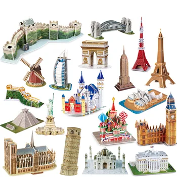 

Classic 3D Jigsaw Puzzle Notre Dame Cathedral Eiffel Tower Tokyo Tower DIY Model Building Kits Children Educational Toys Gifts