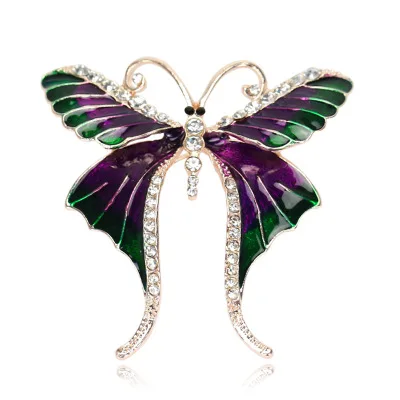 Gold Color Women Gifts Butterfly Rhinestone Breast pin Accessories Mix Jewelry Painted Aooly Brooch Garments | Украшения и