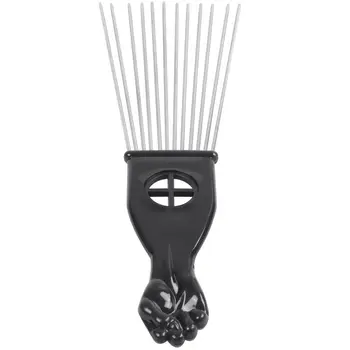 

1PC Professional Salon Use Black Metal African Pick Comb Hair Combs Insert Hair Pick Comb Wide Teeth Fork Hair Curly Brush Comb
