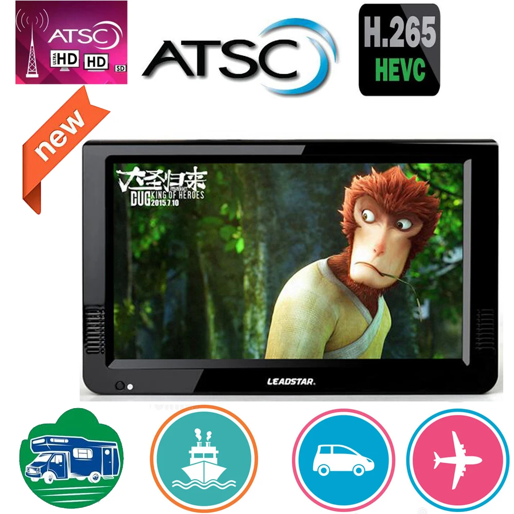  Leadstar 10 Inch Atsc T &Analog Portable Mini Tv Support H265/Hevc Dolby Ac3 HDMI INPUT Used At Hom