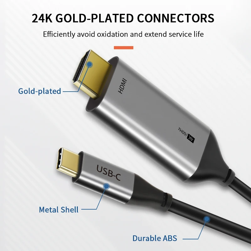 CABLETIME USB Type C to HDMI Cable USB C to HDMI Thunderbolt 3 Converter for MacBook Huawei Mate 30 Pro USB-C HDMI Adapter C261
