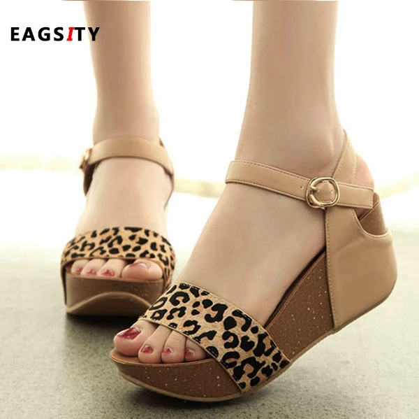 leopard wedge heel shoes