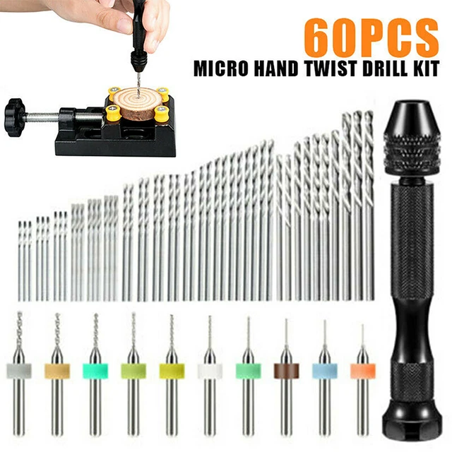 Micro Mini Pin Vise Hand Drill Twist Bit PCB Set Rotary Tool For