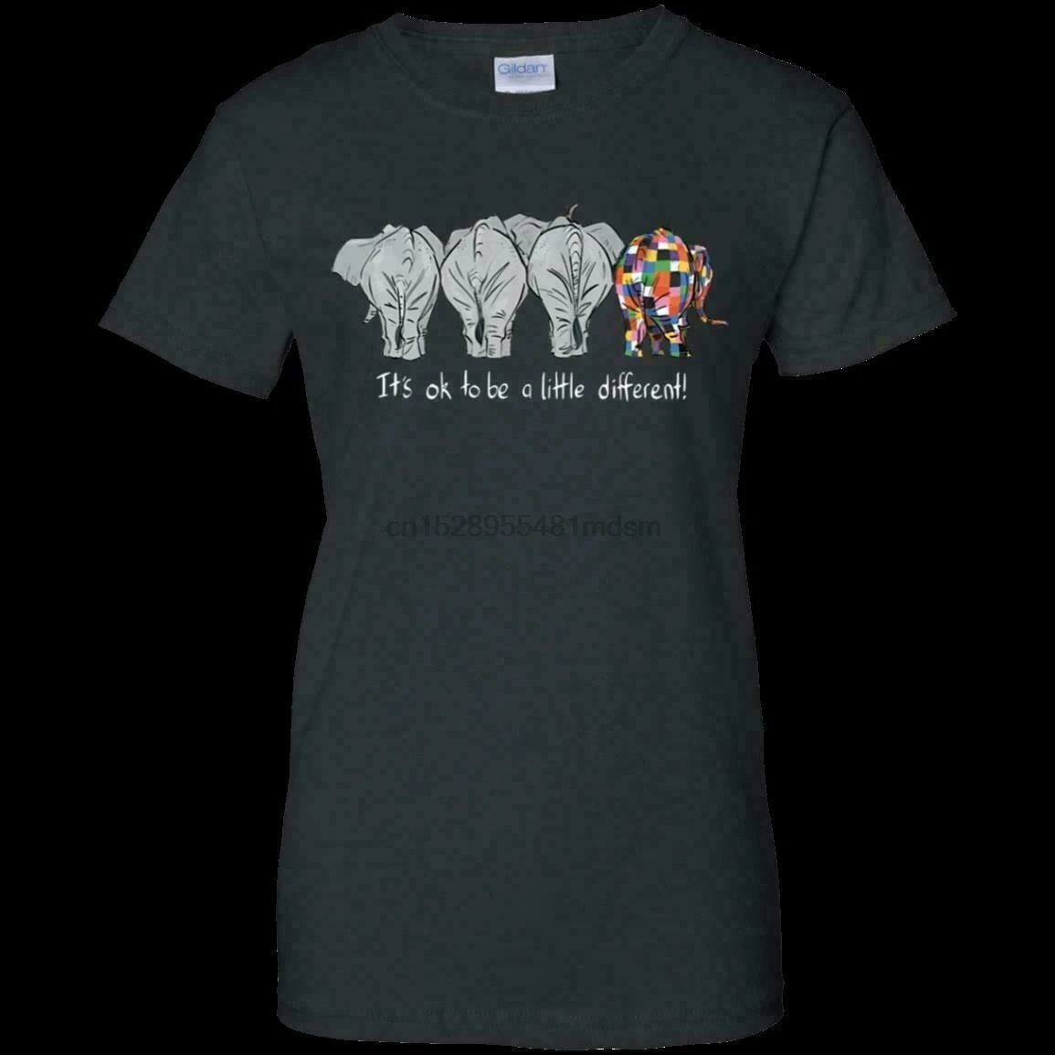 

Elephant Autism It Ok To Be A Little Different G200L Ladies Cotton T-Shirt