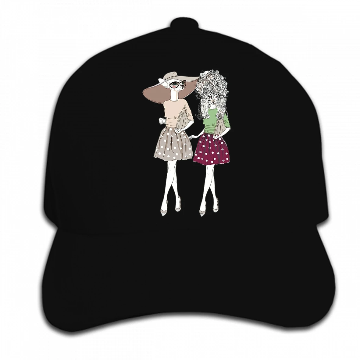 Print Custom Baseball Cap Funny Men white Black Animal Art Hipster Poodle Chihuahua Dog Mens Hat Peaked cap