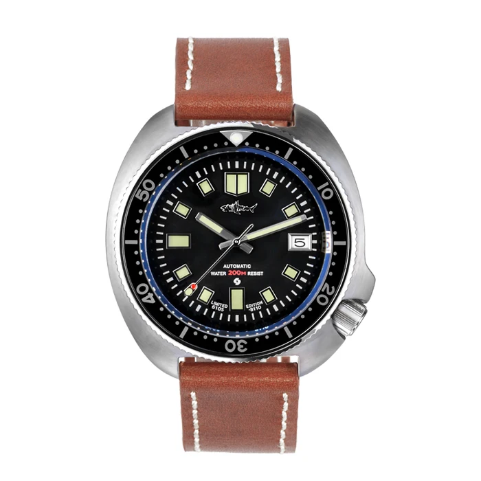 Ремень японский тунец Can pro Diver автоматические наручные часы 6105 8110 черепаха мужские 200 - Цвет: Черный