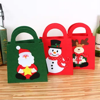 

2019 Christmas Day Articles Handbags Non- Fabric Bags Cartoon Color Gift Holder Xmas Day Present Pouch Snowman 28x20cm