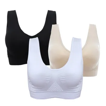 

Plus Size Women Tank Tops Casual Athletic Running Sports Bra Fitness Seamless Padded Vest Tank Tops Breathable Sling design Bra