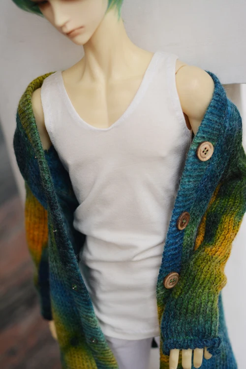 

D01-P572 Doll handmade clothes 1/4 1/3 uncle MSD SSDF SD doll Accessories Hairy white modal deep V long vest 1pcs