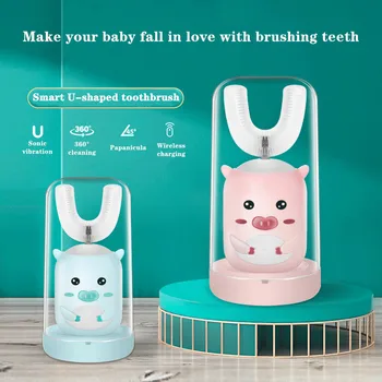 

360 Degree Automatic Sonic Electric Toothbrush Ultrasonic U-shaped Tooth Brush with Dust Cover USB Rechargeable Teeth Cleaning