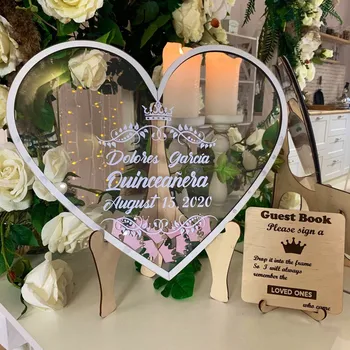 

Baby Shower Guest Book Alternative Sign Wooden Drop Box Guest Book Custom Name on Crown White Frame Black Background Signature