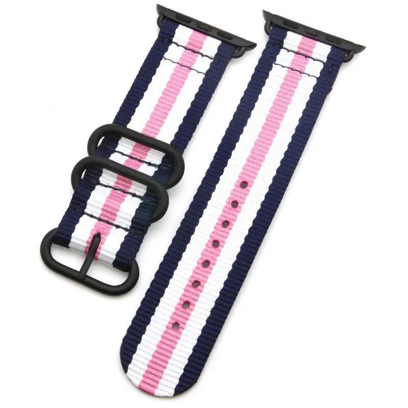blue pink white Ремешок NATO для Apple watch band 4 44 мм 40 мм iWatch band 42 мм 38 мм спортивный нейлоновый браслет ремешок для часов Apple watch 5 4 3 Аксессуары - Цвет ремешка: blue pink white