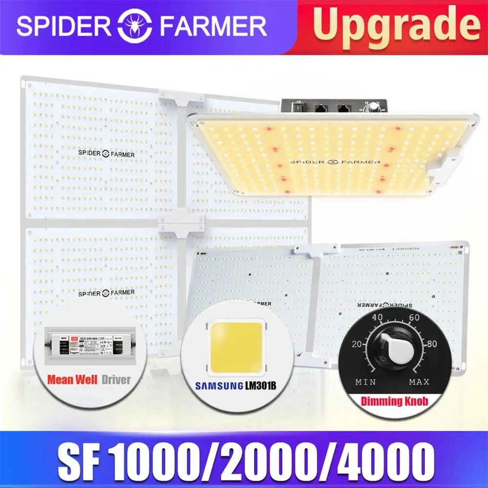 Spider Farmer SF 1000W 2000W 4000W Samsungled LM301D 0DB Noise Full Spectrum LED Grow Light Dimmable Phytolamp For Indoor Plants