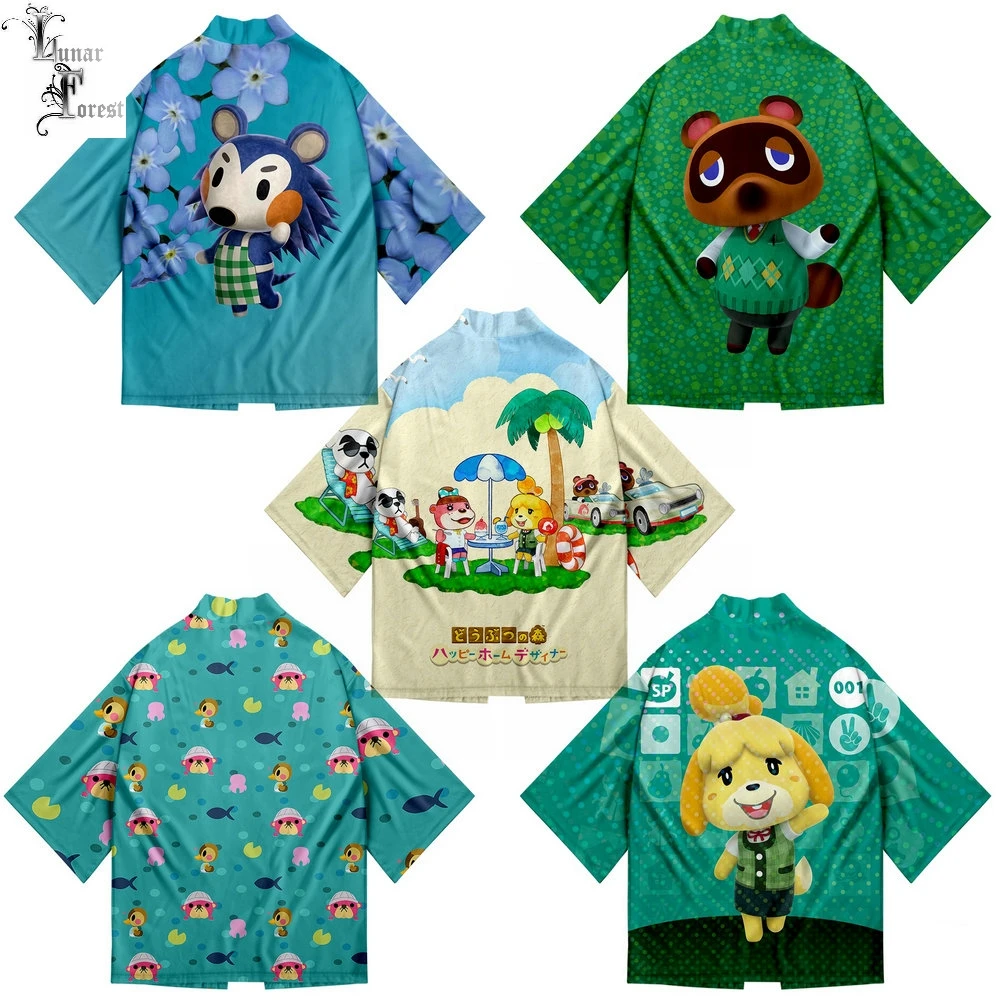 Game Animal Crossing 3D Printing Japanese Kimono Haori Yukata Women/Men Fashion Summer Casual Cool Short Sleeve Streetwear | Тематическая