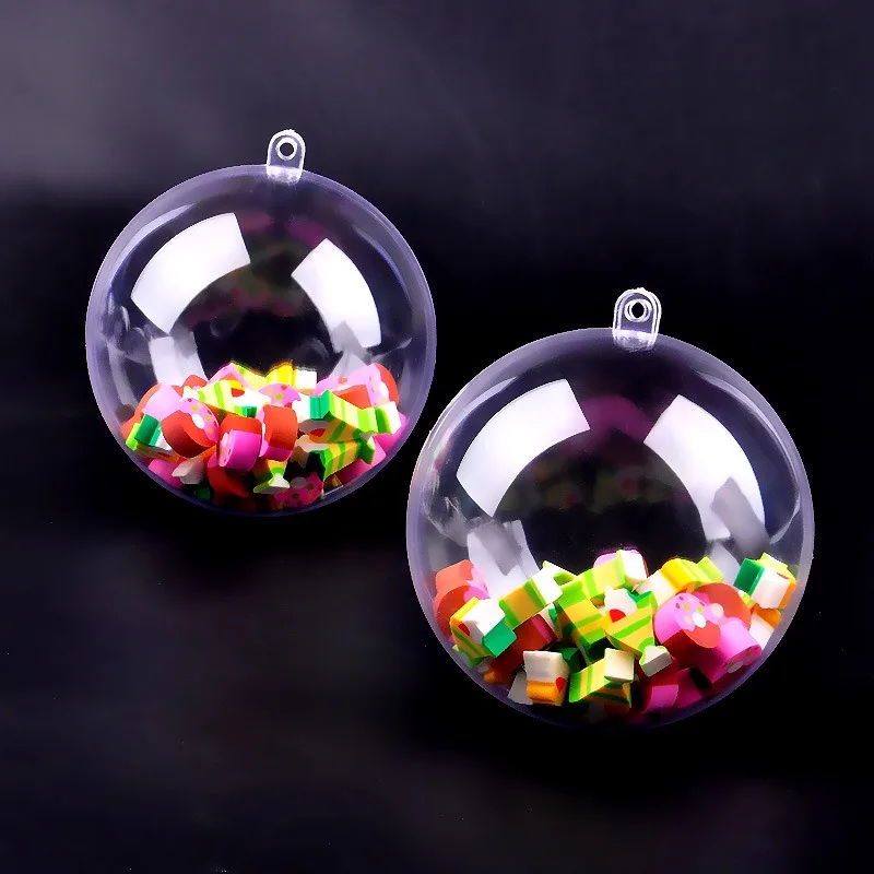 

10pcs DIY Christmas Wedding Landscape Ball Plastic Transparent Ball for Kid Handcraft Xmas Tree Hanging Decoration