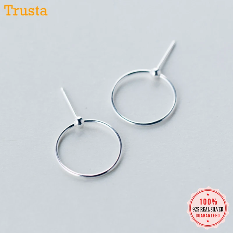 Trusta 925 пробы серебряные ювелирные изделия женские модные круглые стильные серьги-гвоздики подарок для девочек-подростков DS1308