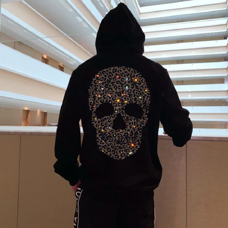 

Men's Hoodie Fall/Winter 2021 New Product Fleece Thickened Skull Pullover Couple Casual Training Sweatshirt Warm Top