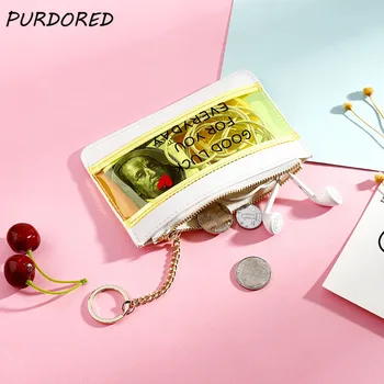 

PURDORED 1 Pc Women Clear Coin Purse PVC Key Chain Bag Small Card Holder Female Mini Credit Card Case Lady Zipper Coin Bags