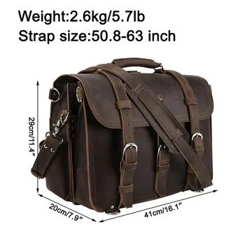 

TIDING Multifunctional Men's Vintage Leather Briefcase Casual Bag Weekend Travel Bag Overnight