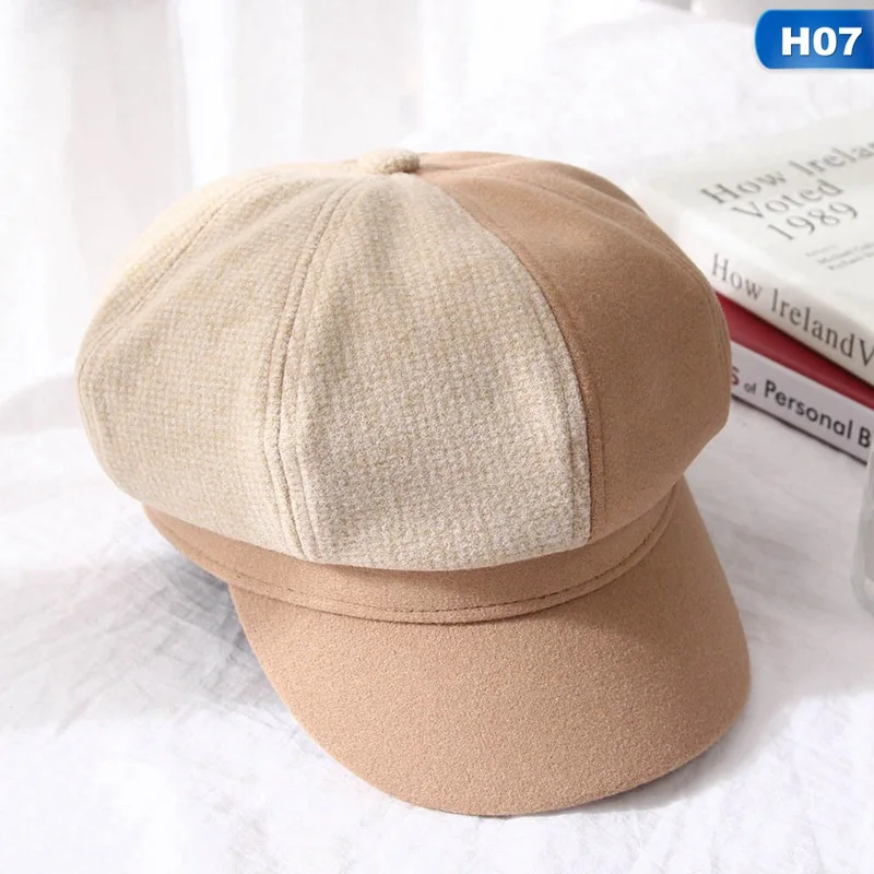 Newsboy шапки Зимний берет Женская теплая шапка козырек Повседневная Осенняя Классическая Англия французский стиль женские береты