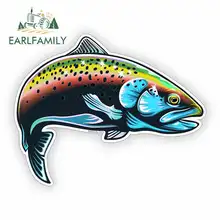 EARLFAMILY 13cm x 13cm for Rainbow Trout Fish Car Stickers Sunscreen Vinyl JDM Waterproof Anime RV VAN 3D DIY Fine Decal