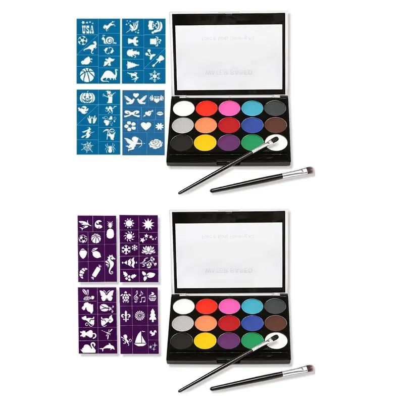 

15Colors Non Toxic Water-soluble Body Pigments Makeup Face Painting Kit Template