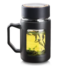 Стеклянная чашка с ручкой, крышка фильтра для мужчин и женщин, устойчивая к раздавливанию чайная чашка, офисные чашки, большая емкость, SEP99