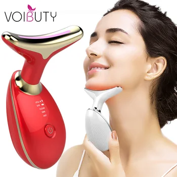 

EMS Thermal Neck Lifting and Tighten Massager Electric Micro-current Wrinkle Remover LED Photon Face Beauty Device for Woman