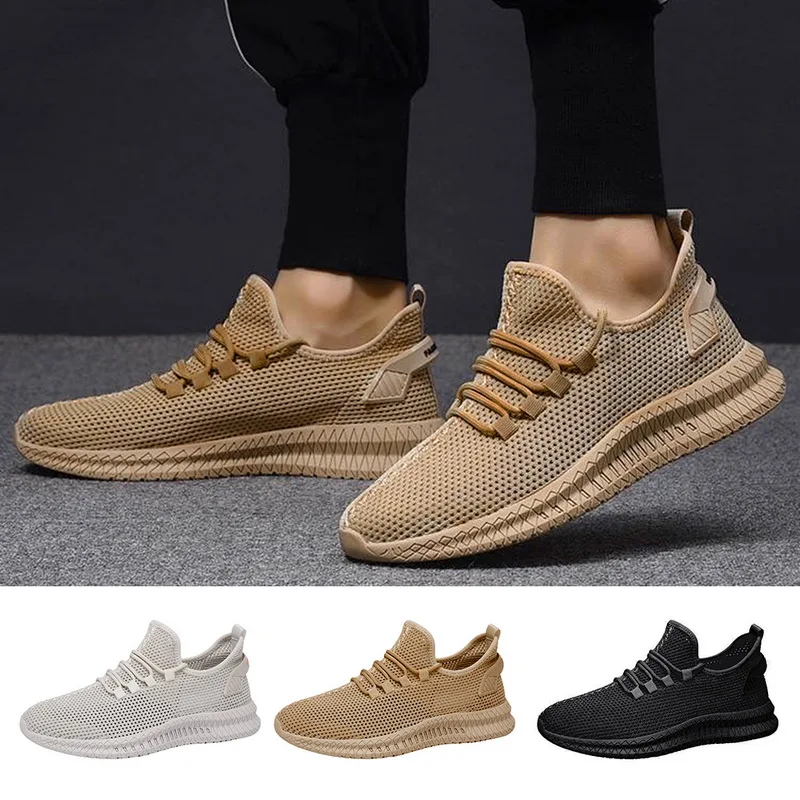 Кроссовки мужские сетчатые дышащие на шнуровке Вулканизированная подошва