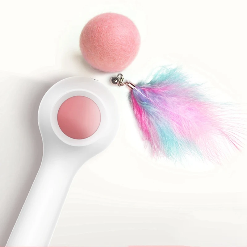 Интерактивная кошачья Игрушка-прорезыватель с шариком с длинной выдвижной эластичной нитью, включая кошачью кошечку и перо Juguetes Para Gatos