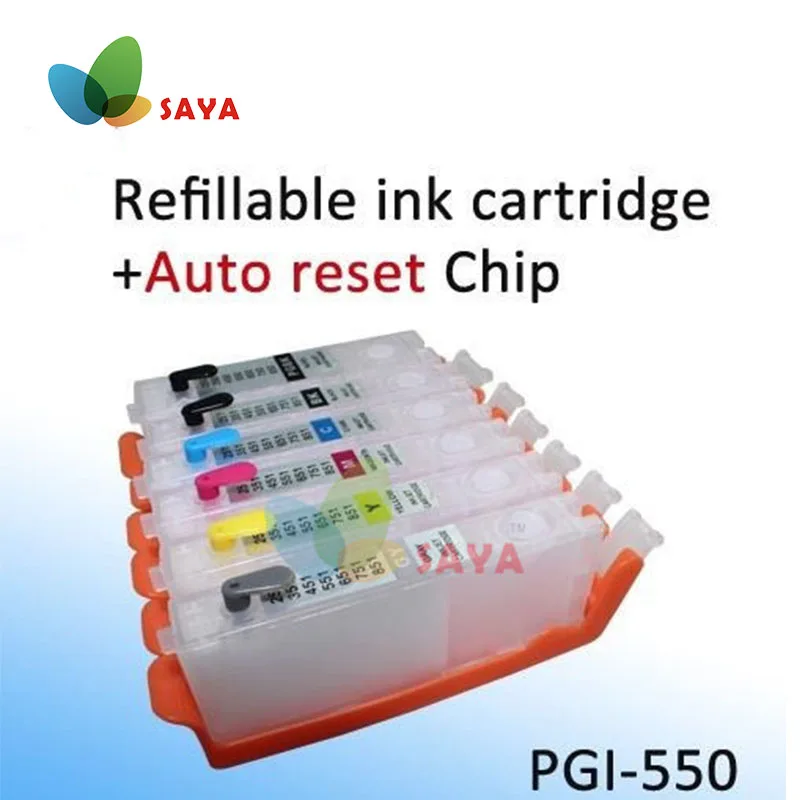 6 цветов CLI-551 многоразовые чернила для принтера Canon PIXMA MG6350 MG7150 iP8750 MG7550 с чипом ARC