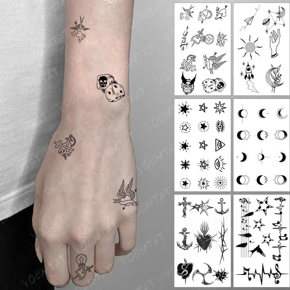 Waterproof Temporary Tattoo Sticker Small Lucky Skull Dice Flash Tatoo  Angel Love Finger Wrist Fake Tatto For Body Art Women Men|Temporary Tattoos|  - AliExpress
