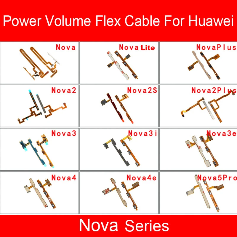 Объем и Гибкий Силовой кабель для Huawei NOVA 2 2i 2 плюс 2S 3 3e 3i 4 4e 5i 5Pro Lite громкости кнопка включения питания гибкий ленточный кабель