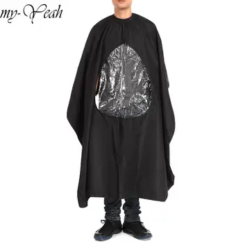 

Black Transparent oval Window Cape Waterproof Hair Cutting Dyeing Clothes Apron Wrap Pro Salon Barber Hairdressing Styling Tools