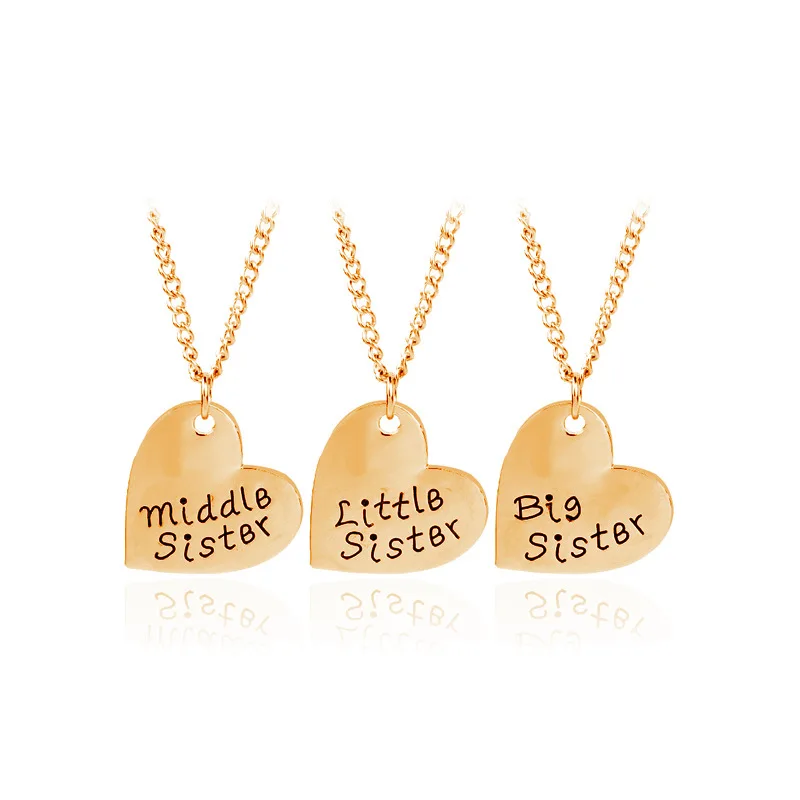 

Europe And America Accessories Three-piece Set-Big/MID/Lit SIS Sisters Best Friend Heart Chain Wish Hot Selling