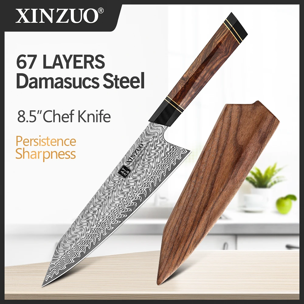 Xinzuo B9 Carving Knife Japanese Style 67 Layers Damascus Steel Rosewood  Handle – The Bamboo Guy