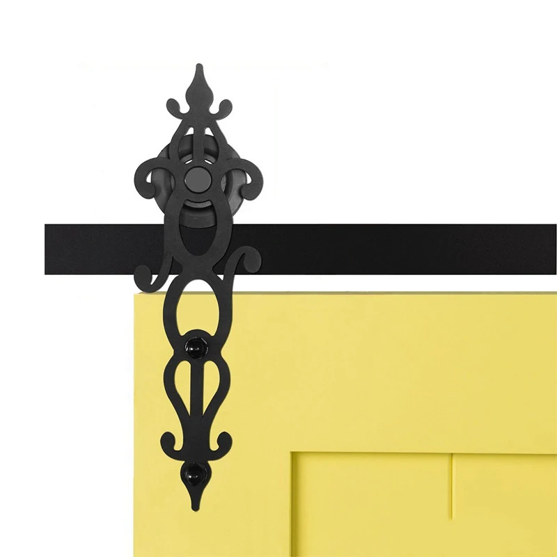 

2pcs Sliding Tracks Carbon Steel Black Home Decoration For Barn Room Door Sliding Tracks Tool Parts